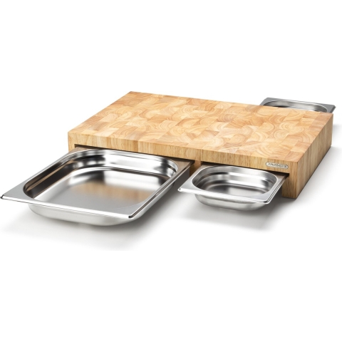 Continenta Snijplank met 3 RVS Laden - Hout - 50 cm x 33 cm