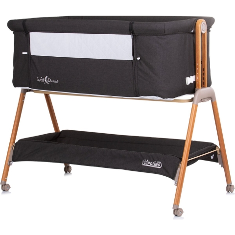 Chipolino Sweet Dreams Co sleeper met Opklapbare Zijkant Graphite Wood