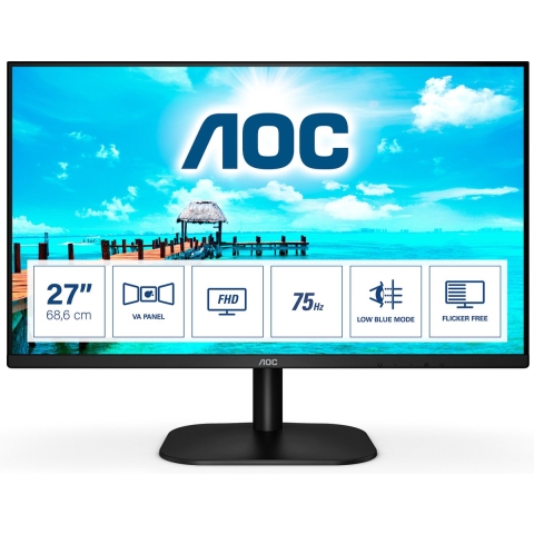 AOC 27B2DM LED-monitor Energielabel E (A - G) 68.6 cm (27 inch) 1920 x 1080 Pixel 16:9 4 ms HDMI, Hoofdtelefoonaansluiting, DVI IPS LED