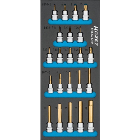 Hazet 163-571/22 163-571/22 Dopsleutelinzetset 3/8 (10 mm)