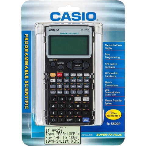 Casio fx-5800P Schoolrekenmachine Zwart Aantal displayposities: 16 werkt op batterijen (b x h x d) 73 x 10 x 141.5 mm