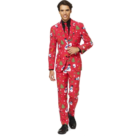 Heren kostuum met kerst print 52 (XL) -