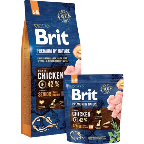 Brit Premium by Nature Senior S+M Hondenvoer - 15 kg
