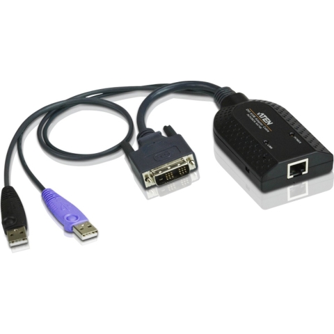 ATEN KVM Adapter [2x USB-A 2.0 stekker, DVI-D-stekker - 1x RJ45-bus] 0.20 m Zwart
