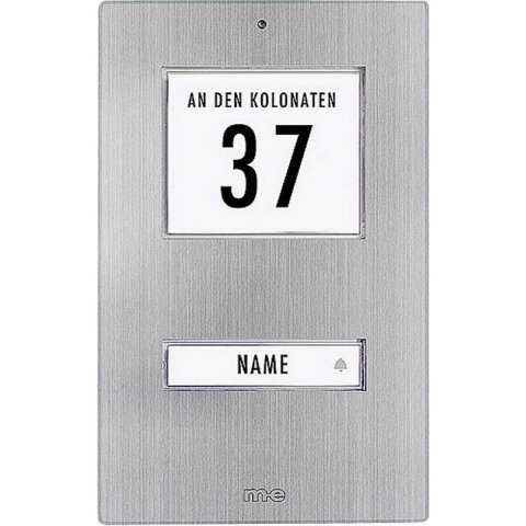 m-e modern-electronics KT 1-EG Belknop Met adresveld, Met naambord 1-voudig RVS 12 V/1 A