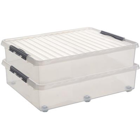 Sunware Opslagboxen met deksel - 2x stuks - 60 L - 80 x 50 x 20 cm -