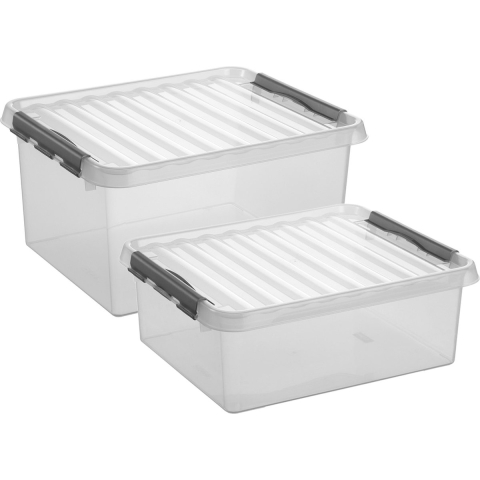 Opberg boxen set van 6x stuks in 25L en 36L kunststof met deksel -