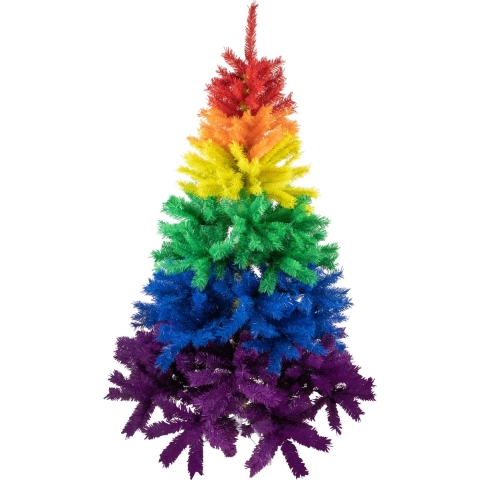 Kunst kerstboom - regenboog - H170 cm - kunststof - gekleurde kunstboom -