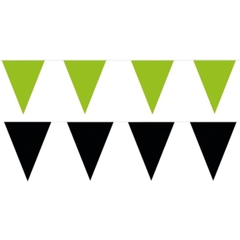 Zwart/Groene feest punt vlaggetjes pakket 200 meter -