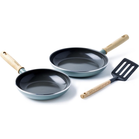 GreenPan Koekenpannenset met spatel - Mayflower - ø 20 en 24 cm - keramische anti-aanbaklaag