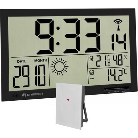 BRESSER MyTime Jumbo LCD weer-wandklok (zwart)