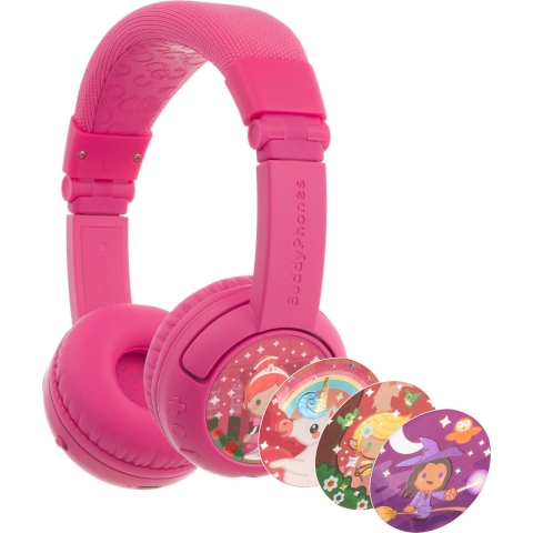 onanoff BuddyPhones® On Ear headset Kinderen Bluetooth, Kabel Pink Volumebegrenzing, Vouwbaar, Headset