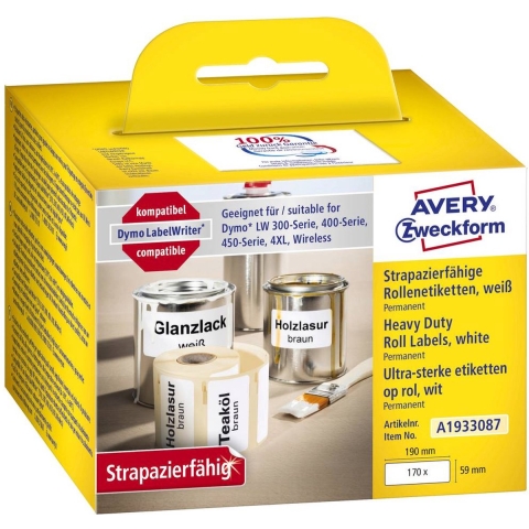 Avery-Zweckform Etiketten (rol) 190 x 59 mm Folie Wit 1 stuk(s) A1933087 Universele etiketten