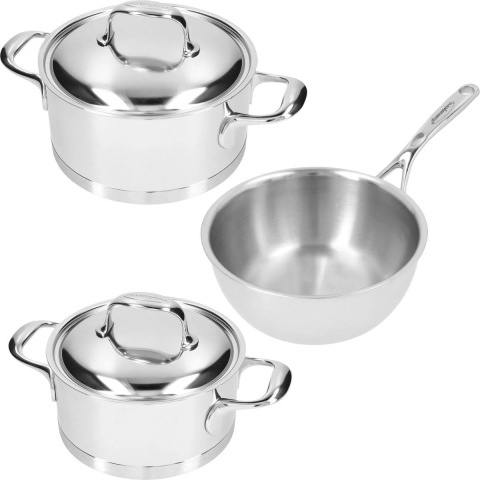 Demeyere 3 delige Pannenset (Kookpan ø 18 / 20 cm en Sauspan ø 20 cm) + Deksels Atlantis 7 - RVS