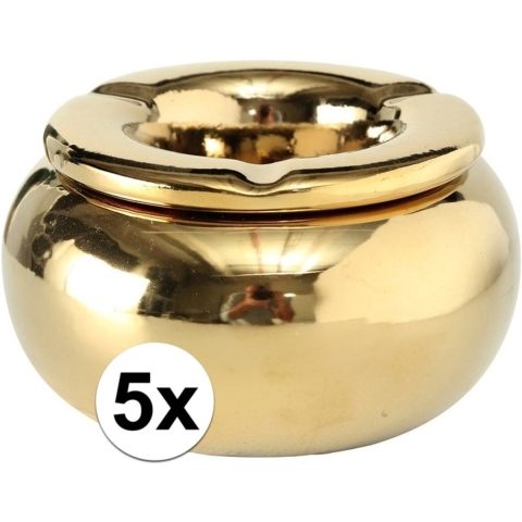 5x Gouden terras asbakken/storm asbakken 14 cm -