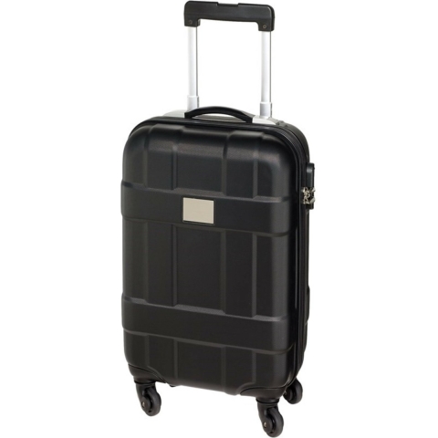 Cabine handbagage reis trolley koffer - met zwenkwielen - 55 x 35 x 20 cm - zwart -