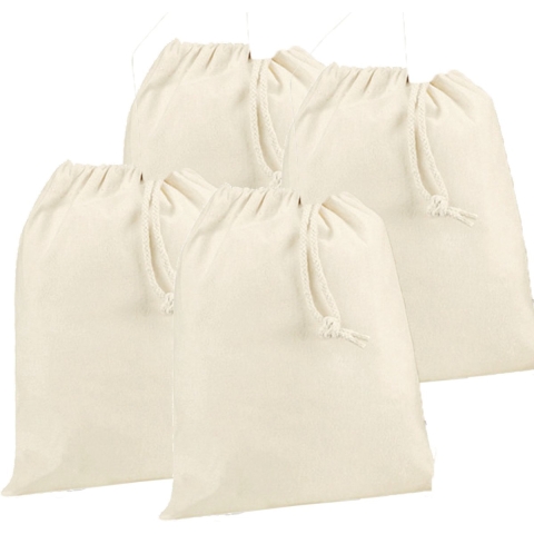 20x stuks katoenen canvas zakje/tasje met afsluitkoord 30 x 45 c -