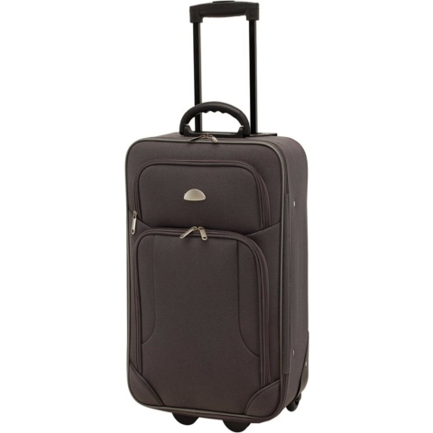 Cabine handbagage reis trolley koffer - skate wielen - 55 x 35 x 20 cm - donkergrijs -