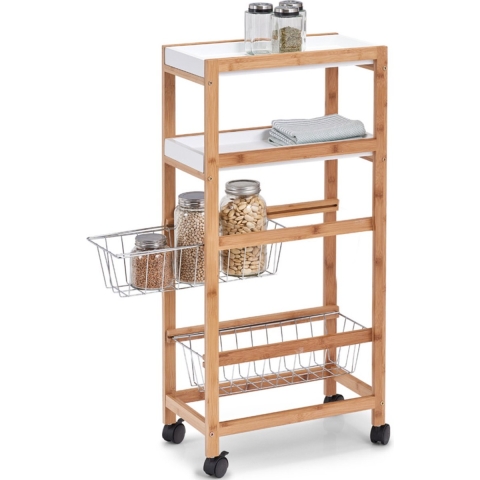 Keuken trolley/kastje smal/klein met uitschuifbare mandjes 40 x 83 cm -