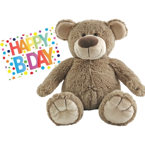 Pluche knuffel Happy Horse knuffelbeer 55 cm met Happy Birthday wenskaart -