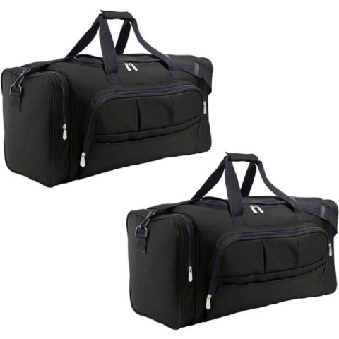 2x stuks weekendtas zwart 48 liter - Reistas - 62 x 30 x 26 cm -
