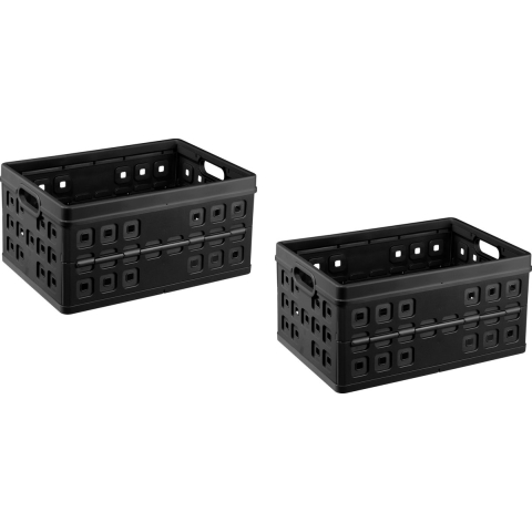 Set van 4x vouwkratten/inklapbare boodschappenkratten zwart 46 liter -