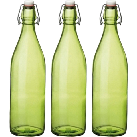 Cuisine Elegance set van 8x stuks weckflessen groen beugeldop glas van 1 liter -