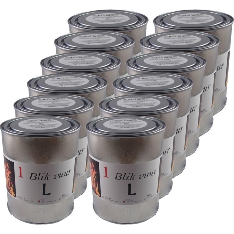 12x Tuinfakkels vuur verlichting in blik 11 x 13 cm 5-8 brandure -