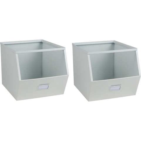 Stapelbare opbergmand Open Metal Box - 4x - L23 x B32 x H21 cm - metaal - wit -