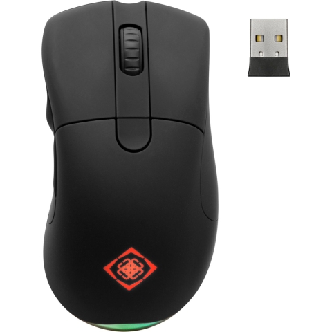 DELTACO GAMING DM430 Gaming-muis Draadloos, Radiografisch Optisch Zwart 3 Toetsen 16000 dpi Verlicht