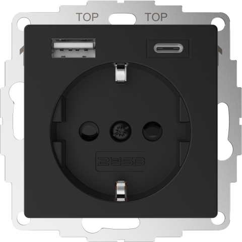 2USB 2U-449641 Inbouwdoos Met USB-laaduitgang Zwart (mat)