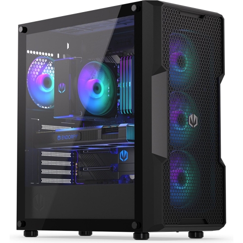 endorfy Regnum 400 ARGB Midi-tower PC-behuizing Zwart 4 voorgeïnstalleerde LED-ventilators, Zijvenster, Stoffilter