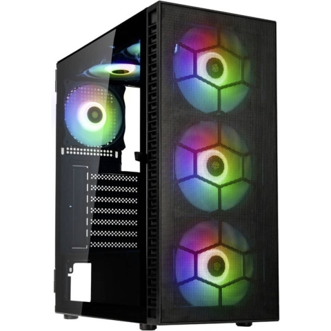 Kolink Observatory HF Mesh Midi-tower PC-behuizing Zwart 2 voorgeïnstalleerde ventilators, 4 voorgeïnstalleerde LED-ventilators