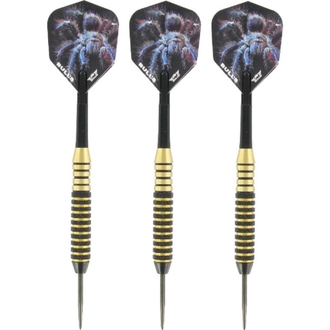 3x Set van 3 dartpijlen Tarantula Brass 22 grams -