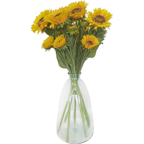 Kunstbloemen boeket Zonnebloem Helianthus groot - 8x - 85 cm - kunst zijdebloem -