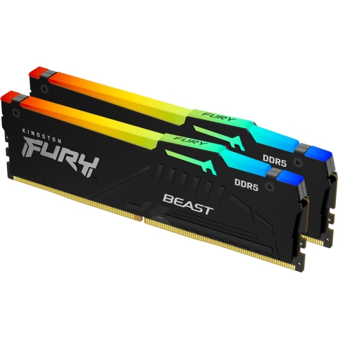 Kingston FURY Beast RGB Werkgeheugenset voor PC DDR5 64 GB 2 x 32 GB Non-ECC 5200 MHz 288-pins DIMM CL40 KF552C40BBAK2-64