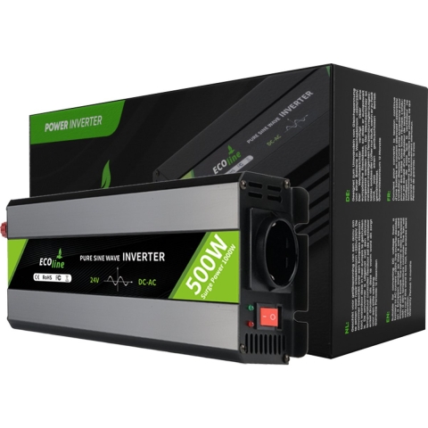 EcoLine - Omvormer 24V Naar 220V/230V - 500w Vermogen - Zuivere sinus - Spanningomvormer