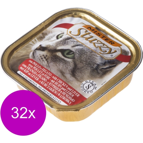 Stuzzy Paté met kip en lever kattenvoer 100 gr 4 trays (128 x 100 g)