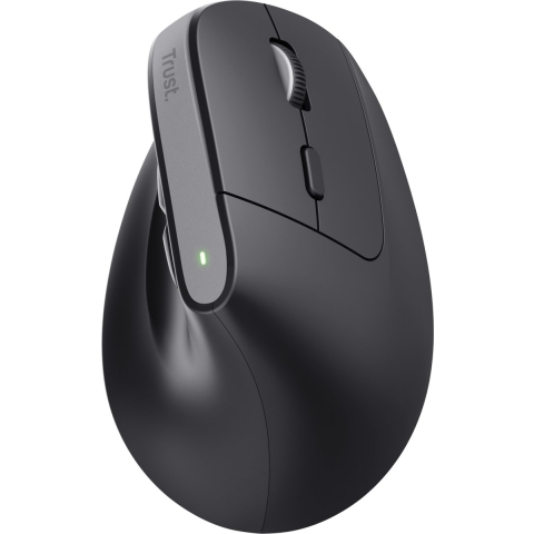 Trust Bayo+ Ergonomische muis Bluetooth Optisch Zwart 6 Toetsen 800 dpi, 1200 dpi, 1600 dpi, 2400 dpi Ergonomisch, Geluidsarme toetsen, Geïntegreerd
