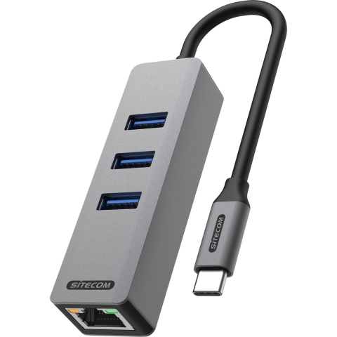 Sitecom AD-1008 USB-C To Ethernet + 3 x USB Hub | Netwerk Adapters | Computer&IT - Netwerk&Internet | 8716502031887