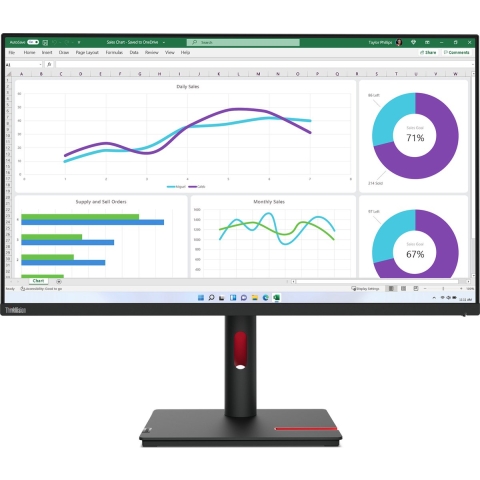 Lenovo ThinkVision T32h-30 LED-monitor Energielabel F (A - G) 80 cm (31.5 inch) 2560 x 1440 Pixel 16:9 4 ms DisplayPort, Audio-Line-out, HDMI, USB-C, USB 3.2