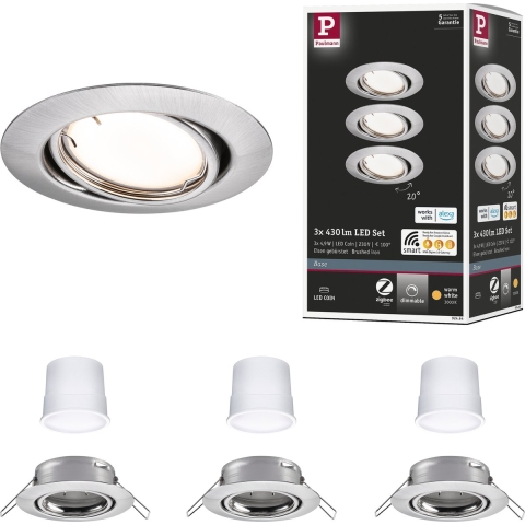 Paulmann 92464 LED-inbouwlamp Set van 3 stuks LED 14.7 W IJzer (geborsteld)