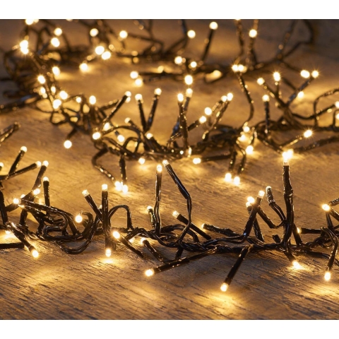 Clusterverlichting met timer en dimmer 1536 leds warm wit 9 m -