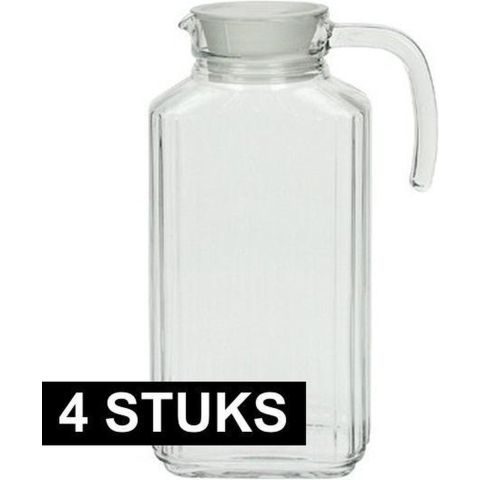 4x Glazen schenkkan met handvat 1,7 L -