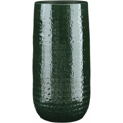 Bloemenvaas keramiek donkergroen met relief patroon - D25/H50 cm -
