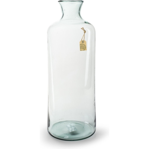 Transparante bloemenvaas van gerecycled eco glas D19 x H53 cm -