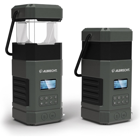 Albrecht L-POEV 160KA-SG Outdoorradio DAB+, VHF (FM) Noodradio, USB, Bluetooth Incl. lantaarn, Handslinger, Acculaadfunctie, Zonnepaneel, Oplaadbaar,