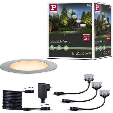 Paulmann P+S Floor Set insect friendly 94722 Verlichtingssysteem Plug&Shine LED-tuinspot startset LED 6 W Goud Zilver