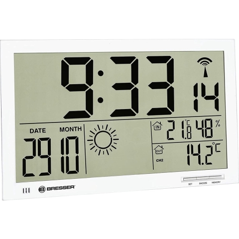 BRESSER MyTime Jumbo LCD weer-wandklok (wit)