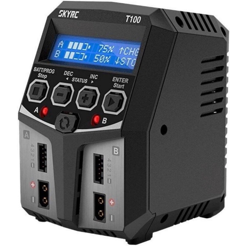 SKYRC T100 Modelbouwoplader 5.0 A Lood, LiFePO, LiHV, Li-ion, Li-poly, NiCd, NiMH Tijd-uitschakeling, Grafische weergave